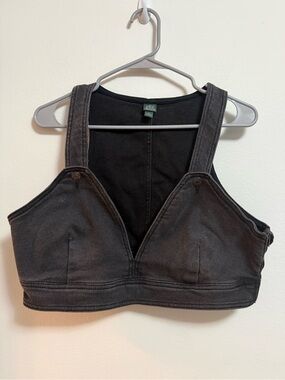 wild fable Black V-Neck Crop Tank